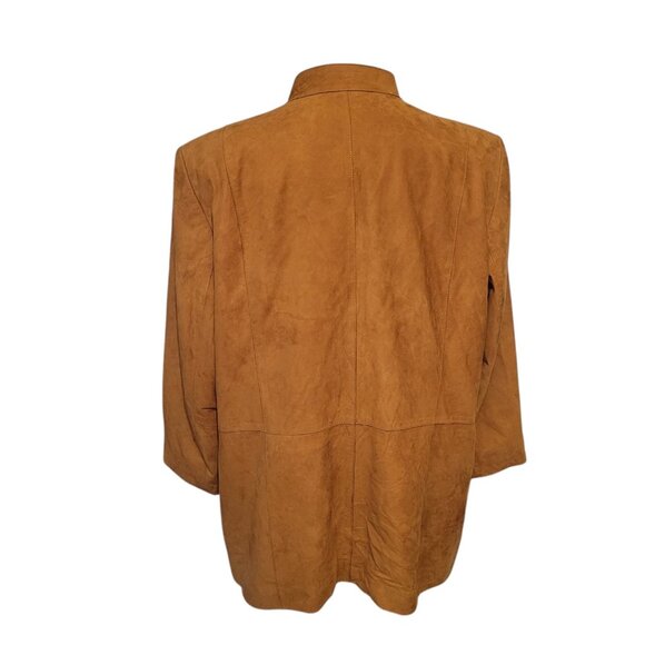 Talbots Coat Genuine Leather Suede Long Jacket Brown Women’s XL XXL Plus Buttons - Picture 4 of 7